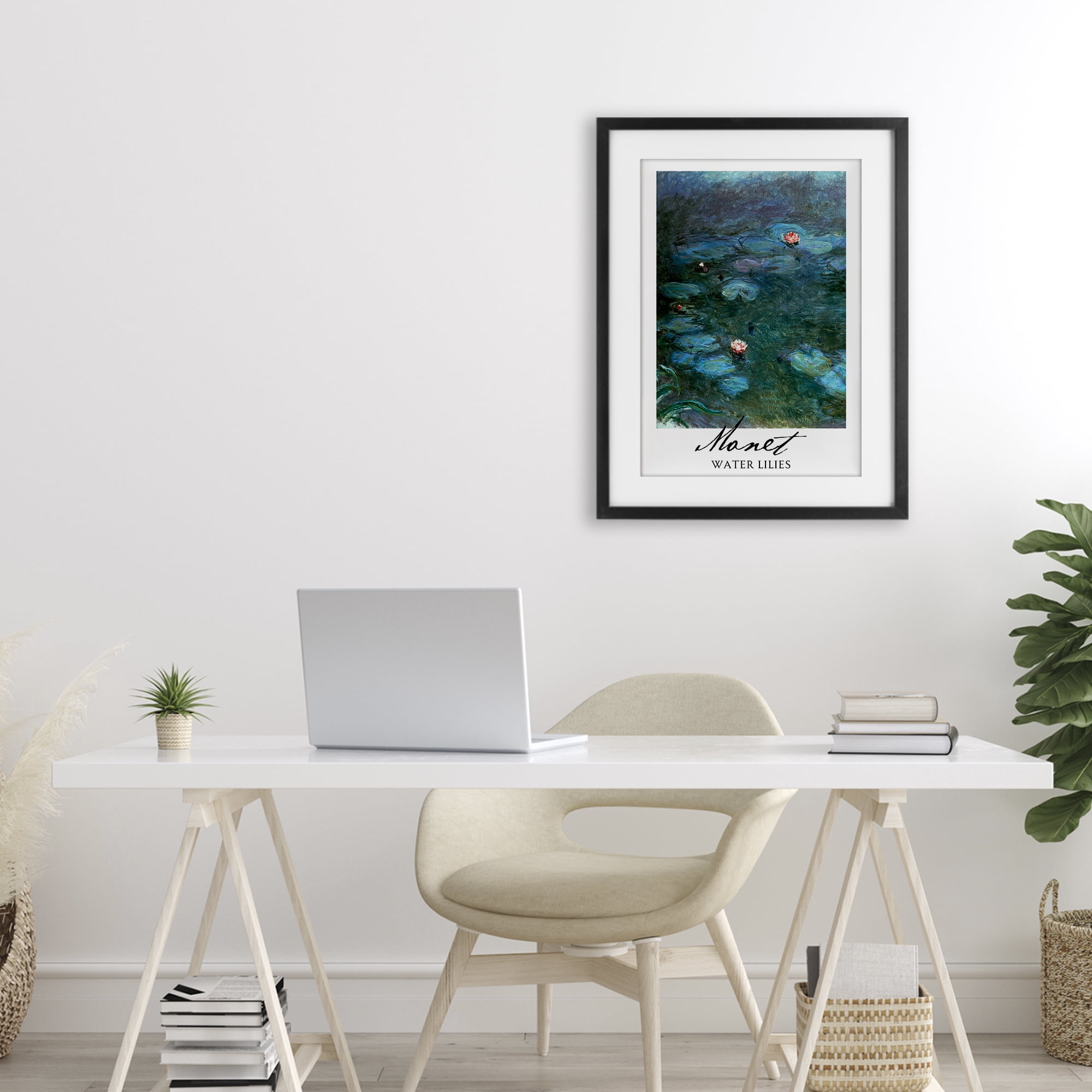 Stupell Industries Monet Water Lilies Black Framed Print Under Glass, design by Vintage Hustle