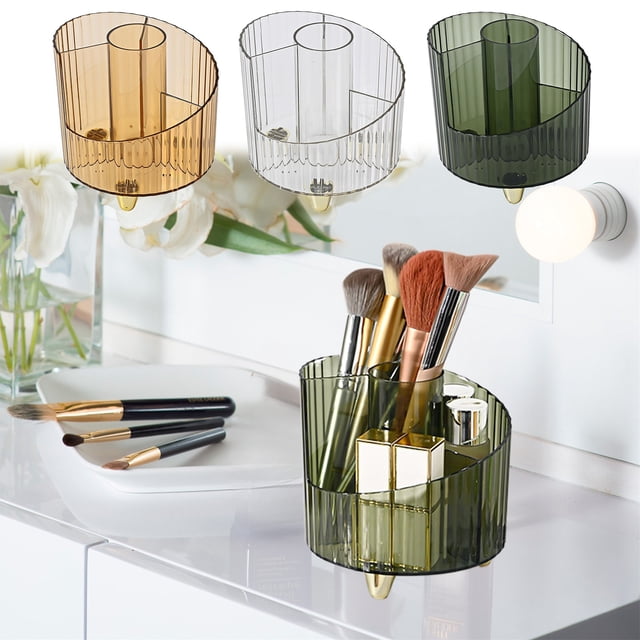 Estuche organizador de brochas transparentes con múltiples rejillas - Caja transparente para pinceles, bolígrafos, pintalabios y pequeños perfumes