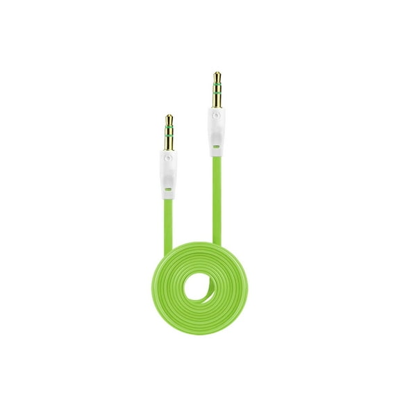 Tangle Free Flat Wire Car Audio Stereo Auxiliary Aux Cord Cable Adapter for iPod/MP3/Zune/ - Green