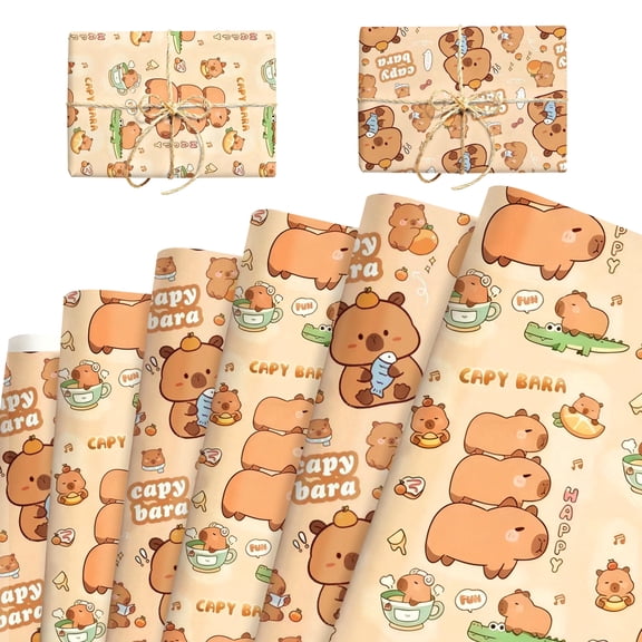 Hydrochoerus Themed Wrapping Paper - Cute & Versatile 12-Pack for Parties, Gifts & Decor