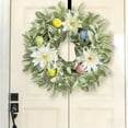 thumbnail image 4 of Spring Easter Wreath with Flocked Greenery and Decorative Eggs - 17.72 Inch Wall Mounted Holiday Door Decoration with Plush Centerpiece Ornament, 4 of 8