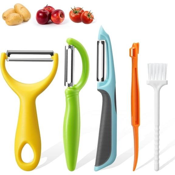 Sopito Vegetable Peeler, 5pcs Stainless Steel Veggie Peeler for Potato Carrot Orange Apple Fruit