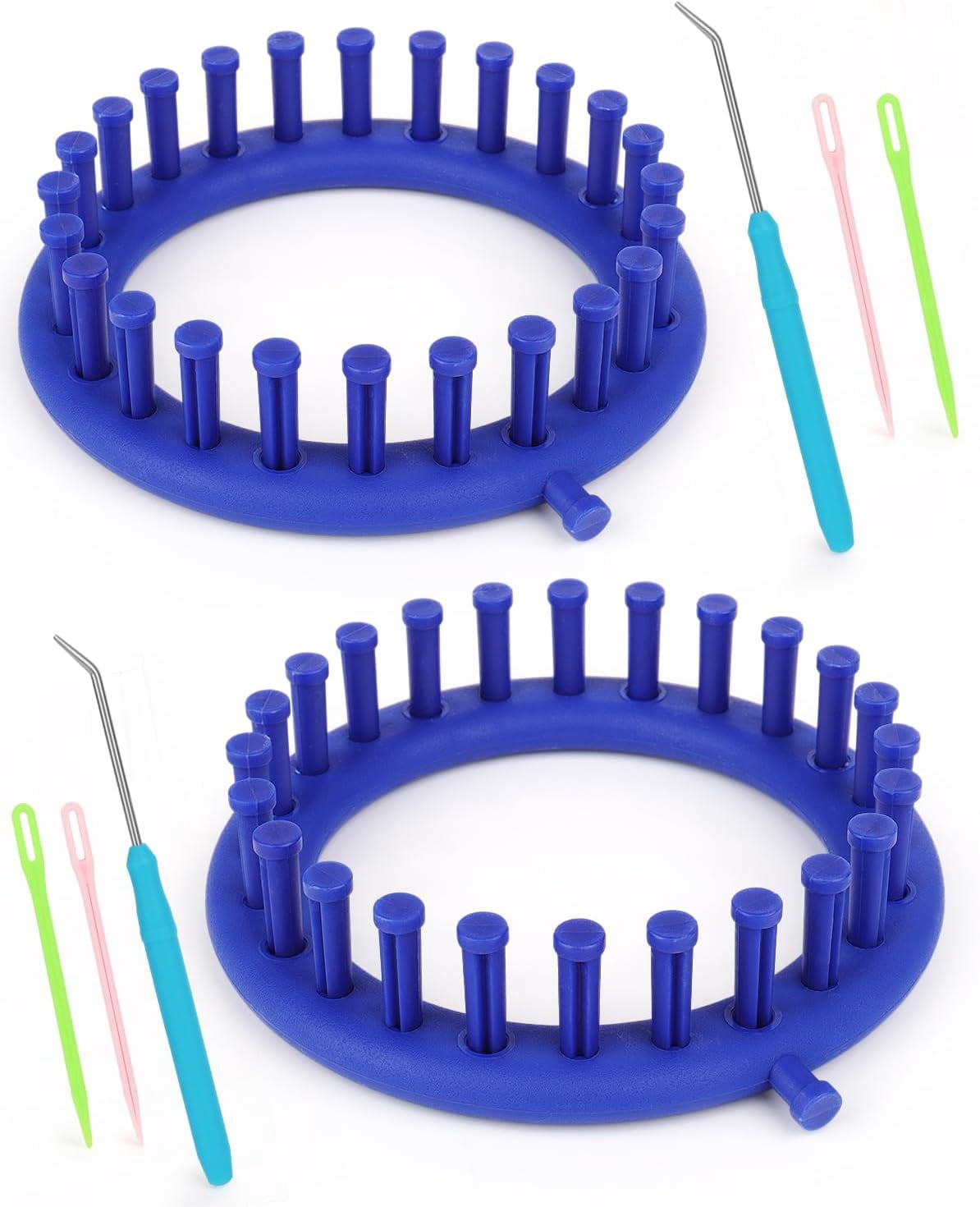 ABPETE 2 Pcs Round Knitting Looms Set, 36 Pegs Knitting Loom Simple for Beginner, 24 cm Diameter Plastic Loom Knitting, Small Round Loom Knitting Set for Home DIY, Teaching, Learning