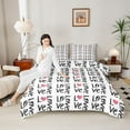 thumbnail image 4 of Manfei Love Heart Print 3 Pieces Queen Comforter Set for Boys Girls,Romantic Valentine's Day Ultra Soft Bedding Sets,Black Red White Bedding Comforter Set,Ultra Soft Home Decor,Reversible, 4 of 8