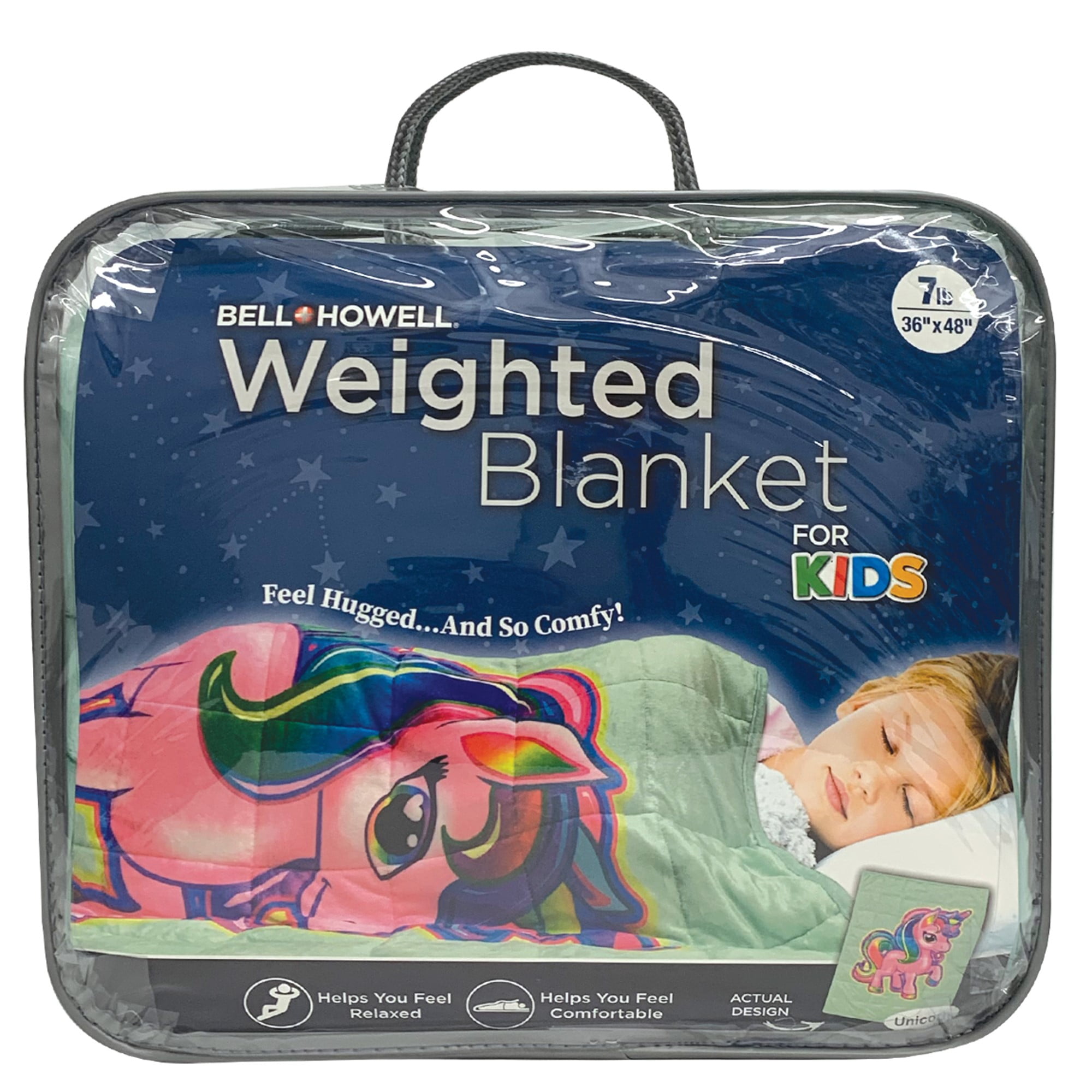 Bell + Howell Kids Weighted Blanket with Glass Beads Filling, 7 lbs., Unicorn, As Seen on TV