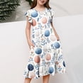 thumbnail image 3 of Riecok 6 - 15 Years Old Girls' Summer Short - Sleeved Round - Neck Easter - Printed Waist - Gathering Pocket Tiered Dress Multicolor 10-11 Years, 3 of 5