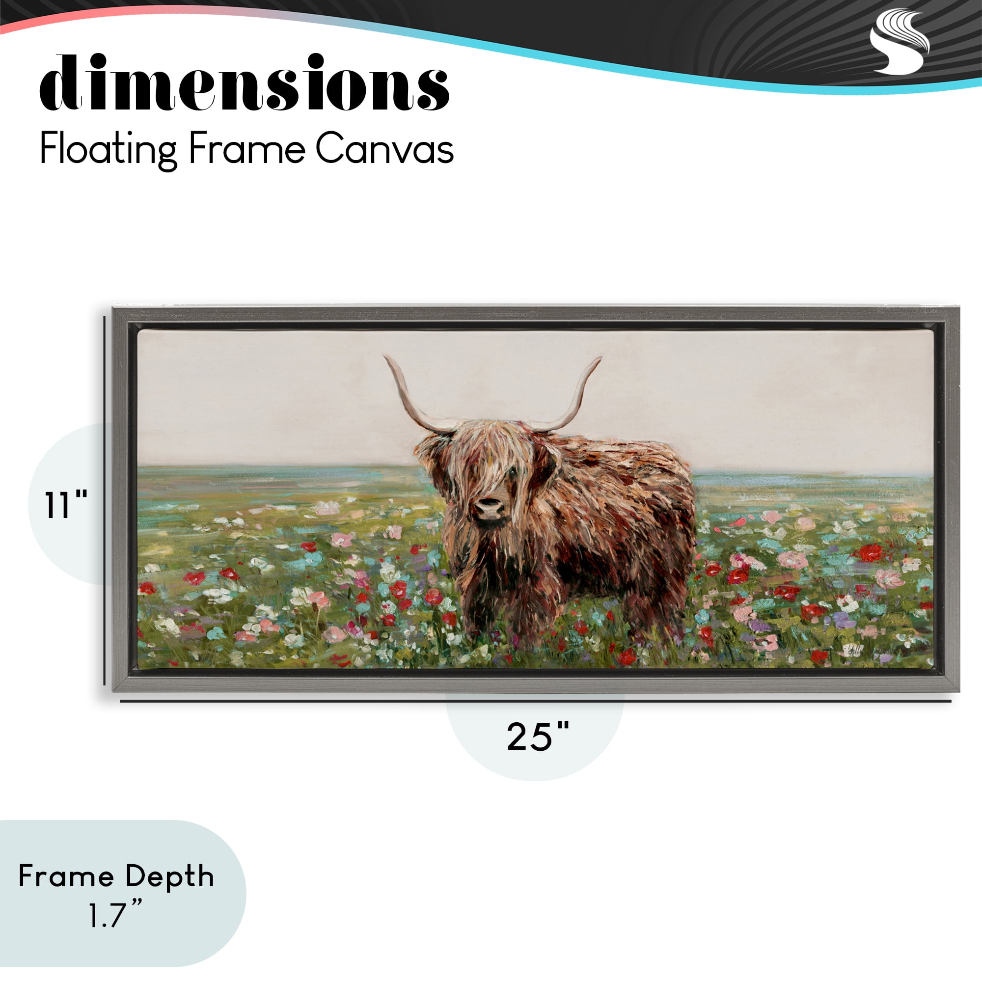 Stupell Industries Grazing In Poppy Field Gray Framed Floater Canvas Wall Art, design by Sally Swatland