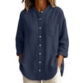 thumbnail image 2 of SOOMLON Button up Shirts for Women Plus Size Crew Neck 3/4 Sleeve Cardigan Loose Solid Tunic Top Casual Work Blouse, 2 of 6