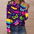 thumbnail image 2 of Outfmvch Mardi Gras Tops for Women Mardi Gras Long Sleeve Shirt for Women Mardi Gras Sweatshirts for Women Carnival Shirt Yoga Shirts for Women Summer Shirts for Women Yellow M, 2 of 4