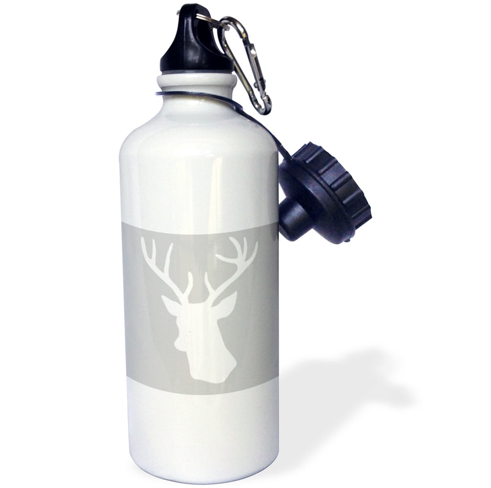 3dRose White deer with antlers silhouette on wintery gray grey stag shadow stylish winter Christmas gifts, Sports Water... by Supplier Generic