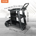 thumbnail image 2 of VEVOR Welding Cart, 3-Tier Welder Cart Heavy Duty with 400 Lbs Weight Capacity, 360° Swivel Wheels, Tank Storage Safety Chains, Rolling MIG Welder Cart for TIG,ARC,MMA,Plasma Cutter Welding Machine, 2 of 9