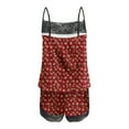 thumbnail image 5 of asdoklhq Womens Winter Pajamas Womens Christmas Lace Sling Sleeveless Tank Splicing Shorts Casual Lace Pajamas Set Red 2X, 5 of 5