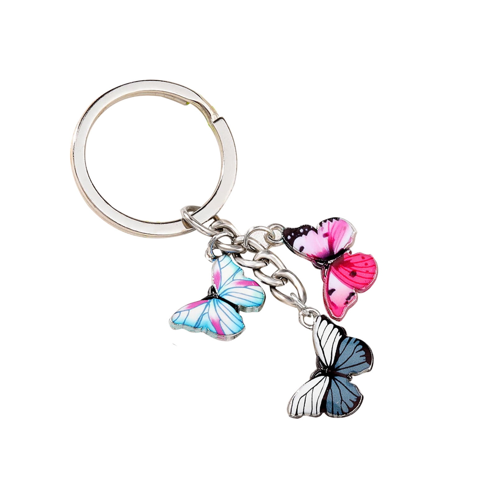 Lokieas Keychain Color Dripping Butterfly Pendant Keychain Fashion ...