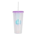 thumbnail image 1 of Vaso doble pared de plástico reutilizable con tapa y popote capacidad de 710 ml, 1 of 5