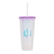 thumbnail image 1 of Vaso doble pared de plástico reutilizable con tapa y popote capacidad de 710 ml, 1 of 5