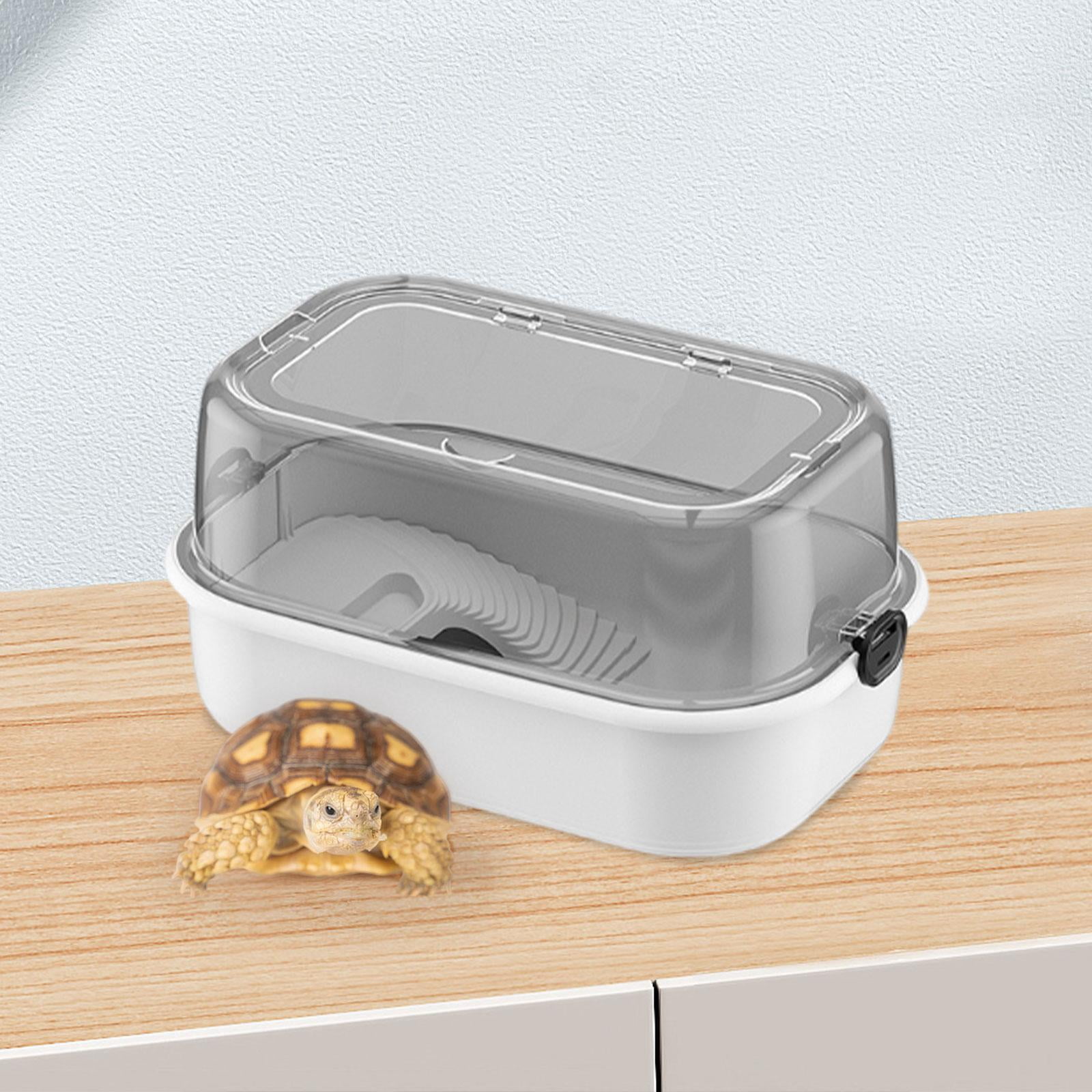 Fzaqwen Turtle Bathing Tub Tortoise Resting Terrace Reptile Habitat Multifunctional Food white