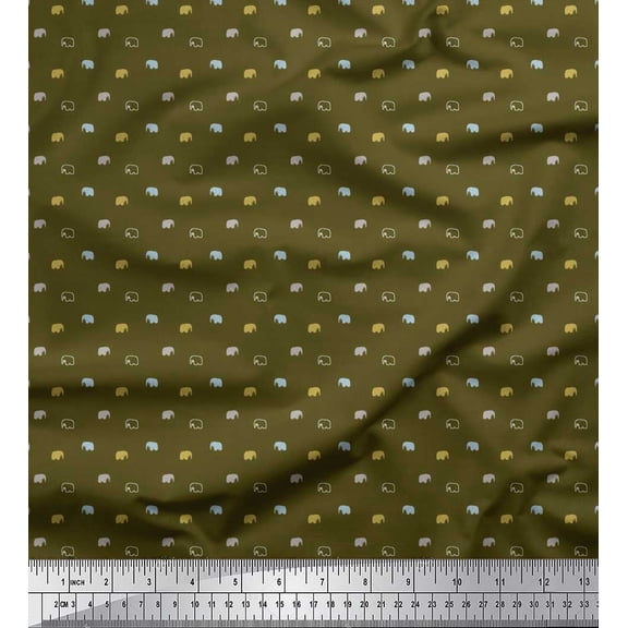 Soimoi Rayon Fabric Baby Elephant Shirting Print Sewing Fabric Yard 56 Inch Wide