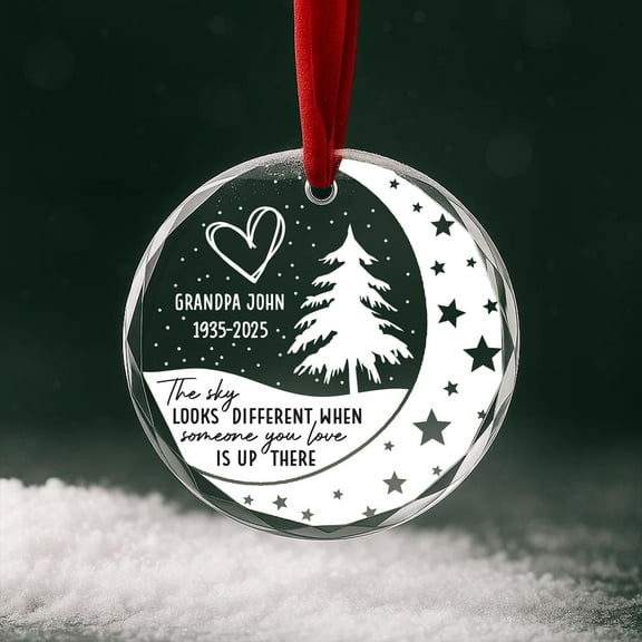 Memorial Christmas Glass Ornament | Personalized Remembrance Keepsake, In Memory of Loved One Sympathy Gift, Custom Name & Dates