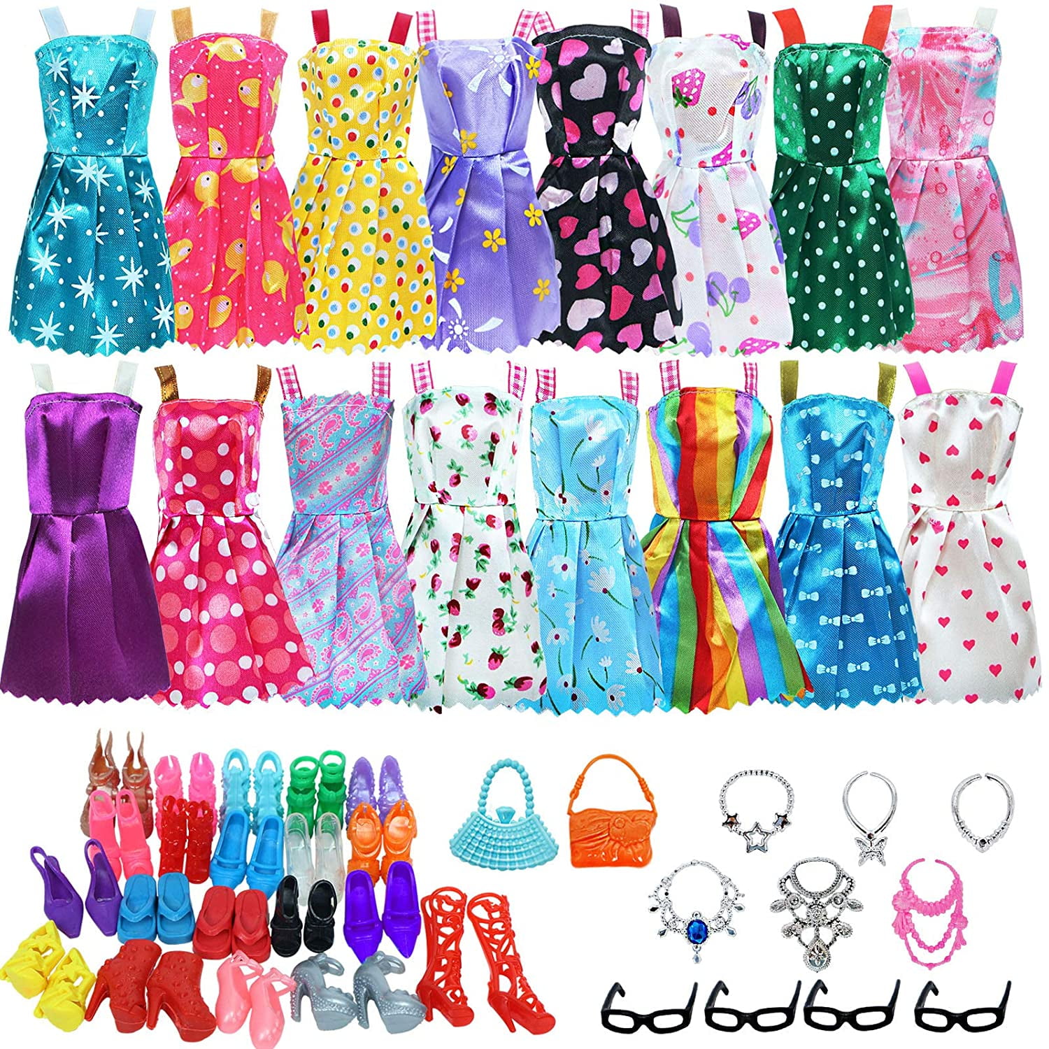 Handmade Party Gown Princess Costume for Barbie Fashionistas Dolls Girl Toys 5pcs Dress 12 Pairs Shoes