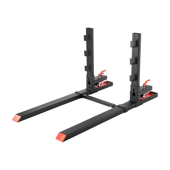 KFFKFF 4000 lbs Clamp-On Pallet Forks, 60-Inch Heavy-Duty Tractor Fork with Adjustable Stabilizer and Anti-Tilt Bar, Compatible with Loader Buckets and Skid Steer Tractors, Black