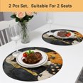 thumbnail image 5 of Halloween Round Placemats Set of 2, Braided Polypropylene Place Mats, Vintage Black Cat Pumpkin Moon Country Washable Table Mats for Kitchen Dinner Holiday Wedding Party Coffee Table Decoration 13", 5 of 9