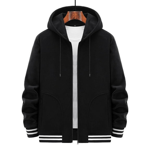 Fesfesfes New Fashion Casual Fleece Coat for Men's Fleece Long Sleeve Hoodless Casual Outwear Clearance