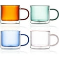 thumbnail image 2 of Bacimi Double Wall Insulated Coffee Mugs Set of 4 / 9oz - Clear Borosilicate Mug with Handle - Thermal Drinking Cups for Espresso, Cappuccino, Latte, Tea, Hot Beverage, Wine - Microwave Safe, 2 of 6