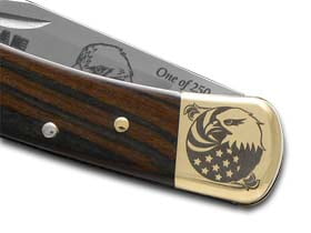 Buck 110 American Pride Ebony Wood Folding Hunter 1/250 Stainless Custom Pocket Knife