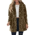 thumbnail image 5 of Fshiont Leopard Print Faux Fur Coat Women Plus Size Lightweight Jacket Cheetah Print Fleece Winter Jackets Elegant Partywear Coffee L, 5 of 5