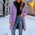 thumbnail image 5 of Guieoi Plus Size Winter Jacket for Women Mid-Length Long-Sleeve Hooded Fleece-Lined Padded with Zipper Coats Purple XXXL, 5 of 6