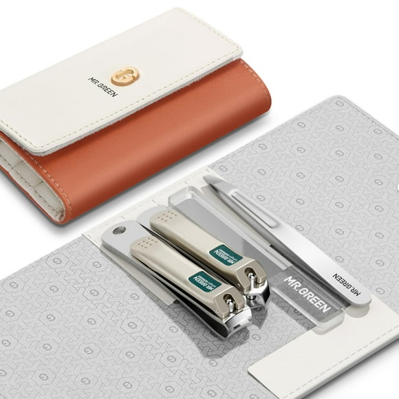 MR.GREEN Colorido Set de Manicura Prácticos Kits de Pedicura Cortaúñas Herramientas de Cuidado Personal Tijeras para el Cabello Facial con Estuche de Moda (Mr-6683 Naranja)