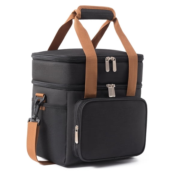 Lunch Bag Insulated for Adults, Expandable Double Layer Oxford Cloth Cooler Bag with Adjustable Shoulder Strap, Leakproof Durable Lunch Box for Work Office Picnic Beach
