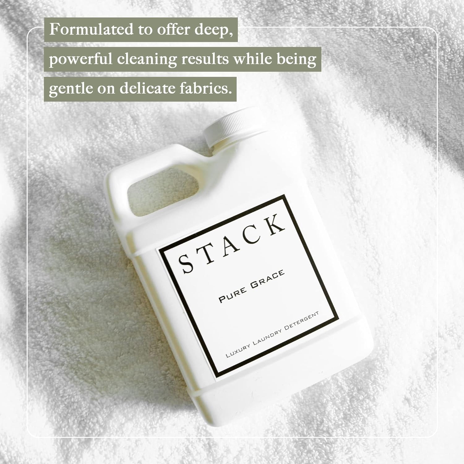 STACK Pure Grace Luxury Laundry Detergent - Highly Scented Laundry Detergent for HE & Standard Washers - Infused With Egyptian Musk and Patchouli - Dye Free Gentle & Effective Cleaning - 16 oz