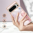 thumbnail image 2 of SaniMore for Google Pixel 8 Pro 6.7" 2023 Case with Wireless Charging Shockproof TPU Backplane Glitter Marble Pattern Fashion Design Anti-drop Anti-fingerprint Skin-feel Cover, Rosegold, 2 of 12