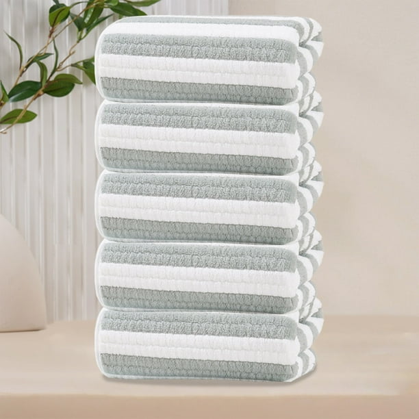 Manta de franela a rayas de terciopelo con diseño de caramelo, absorbente, para el rostro, ideal para el baño, ideal para el hogar y viajes, de algodón súper suave.