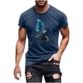 thumbnail image 2 of Jinhomg Mens Fashion Graphic T-Shirts Big and Tall Comfy Short Sleeve Crew Neck Tees Muscle Fit Spring Summer Athletic Tops Casual Daily Wear Holiday Saving Navy M, 2 of 5