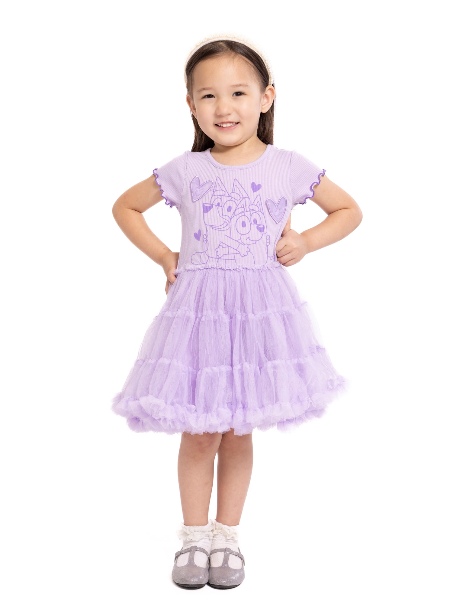 Bluey Toddler Girls' Graphic Tutu Dress with Short Sleeves, Sizes 12M-5T