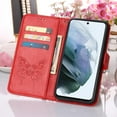 thumbnail image 5 of Allytech For Samsung Galaxy S21 FE Soft TPU Case,Stylish Diamond Embossed Butterfly PU Leather Shockproof Flip Wallet Holder Cover with Hand Strap.For Samsung Galaxy S21 FE,Red, 5 of 7