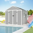 thumbnail image 6 of 8' x 8' Outdoor Plastic Resin Storage Shed, Synagr Large Tools Storage Shed, Garden Shed with Lockable Doors for Backyard, Patio, Lawn, 6 of 8
