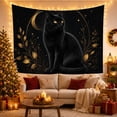 thumbnail image 3 of Moon Stars Figure with Long Haired Sits Upright, Playful Illustration for Cat Lovers, Animal Wall Decor, Mother'S Day Gift, Tapestry Wall Hanging for Bedroom and Dorm, 3 of 7