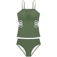 thumbnail image 3 of Girls 2 Piece Tankini Swimsuit Adjustable Straps Cut Out Solid Color Bathing Suit with Padded Shell Tween Swimwear for Beach Pool Vacation(Green/150), 3 of 8