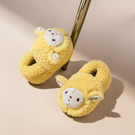 

Fashion Autumn And Winter Boys And Girls Slippers Flat Soft Comfortable And Warm Cute Cartoon Sheep Shape Yellow 160
