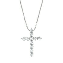 Unique Moments 1 ct Lab Grown Diamond Cross Pendant Necklace in 14K White Gold