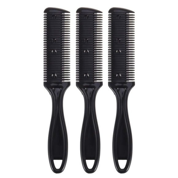 Hair Thinner Comb 3 Pieces Hair Trimmer Comb Razor with Comb Hair Scissors Scissors Double Edge Razor Blades (Black)