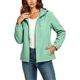 thumbnail image 6 of Crgrtght Women Hooded Zip Long Sleeve Solid Casual Travel Jacket Coat Waterproof Hiking Jacket Windproof Outdoor Slim Lightweight Rain Jacket, Mint Green L, 6 of 7