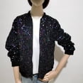 thumbnail image 5 of BOOMILK Women Shiny Sequin Jacket Plus Size Varsity Jackets Long Sleeve Zip Up Party Bomber Coat, 5 of 8