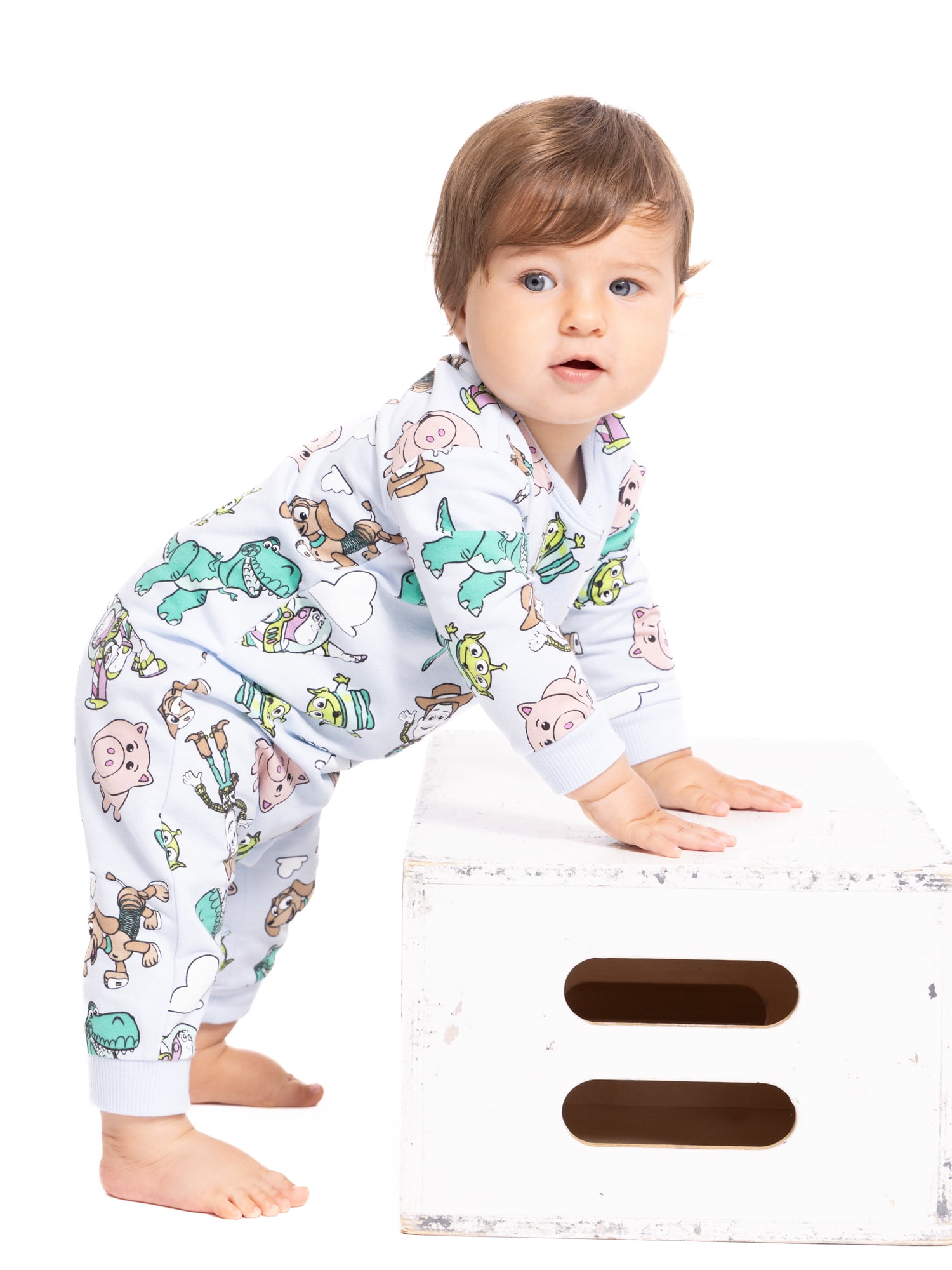 Toy Story Baby Allover Print Romper with Long Sleeves, Sizes 0/3M-24M