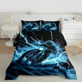 thumbnail image 3 of Manfei Extreme Sports Motorcycle Queen Comforter Set,Abstract Lightning Bedding Sets,Blue Black Bedding Comforter Set For Boys Kids,Breathable Bedroom Decorative Reversible,3 Pieces, 3 of 9