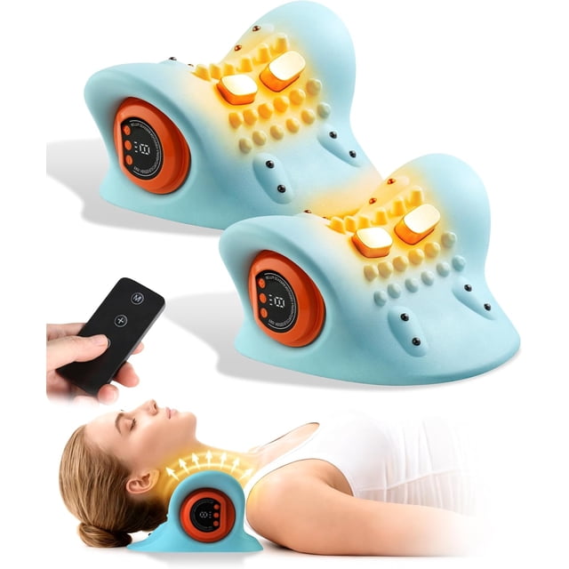 New Generation Neck Massager 2025, Neck Stretcher Cervical Traction Device with Heat, 26° Angle Neck Massager, 3 Modes - Neck & Shoulder Relief with Adjustable Intensity (2PCS)