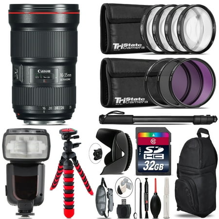 Image of Canon 16-35mm 2.8L III USM Lens + Professional Flash & More - 32GB Accessory Kit